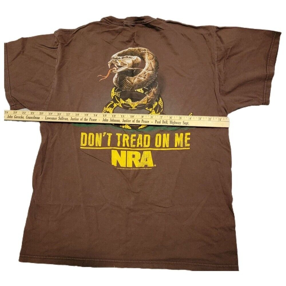 NRA Don''t Tread On Me Jerzees Mens Brown Cotton Graphic Crew Large - Picture 3 of 7